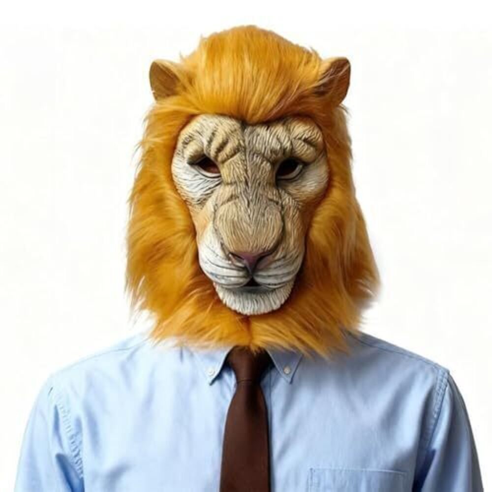 9200 Halloween Lion Mask with Bright Yellow Fur, Small Size, Adult or Child